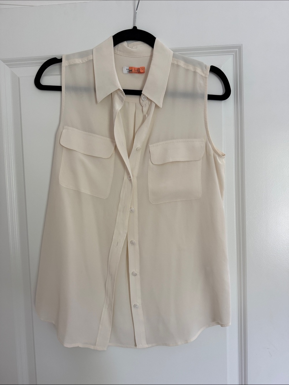 Equipment Sleeveless Button-Down Shirt in Cream